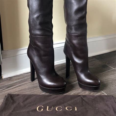 leather gucci boots|high heel Gucci boots.